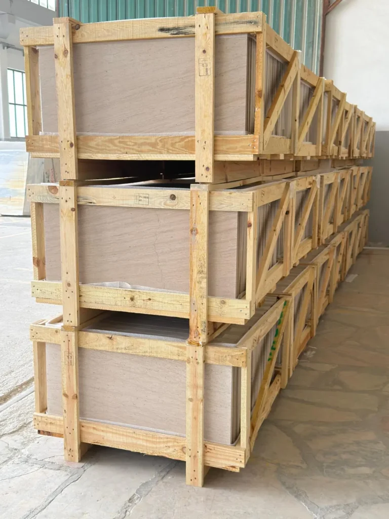 Casa moca crates of Portuguese limestone ready for export